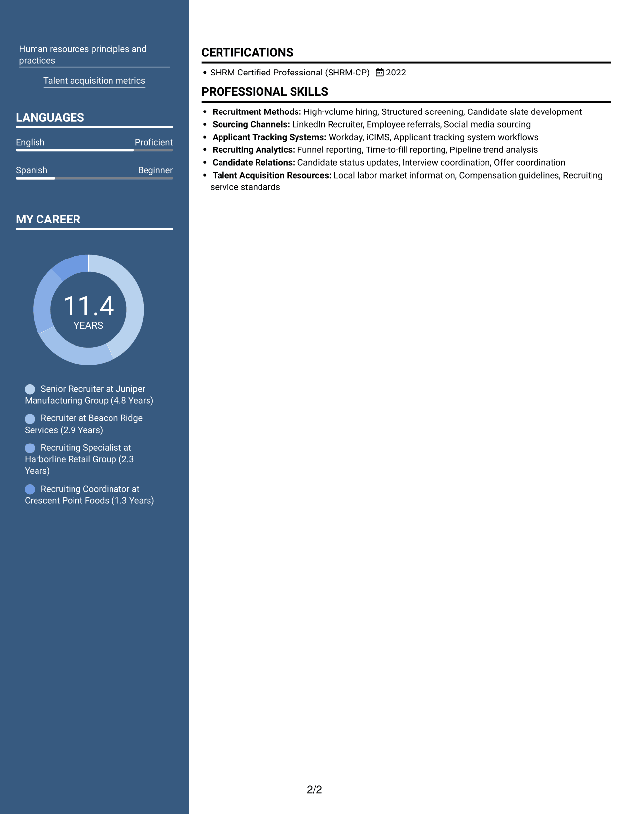 Resume example — page 2
