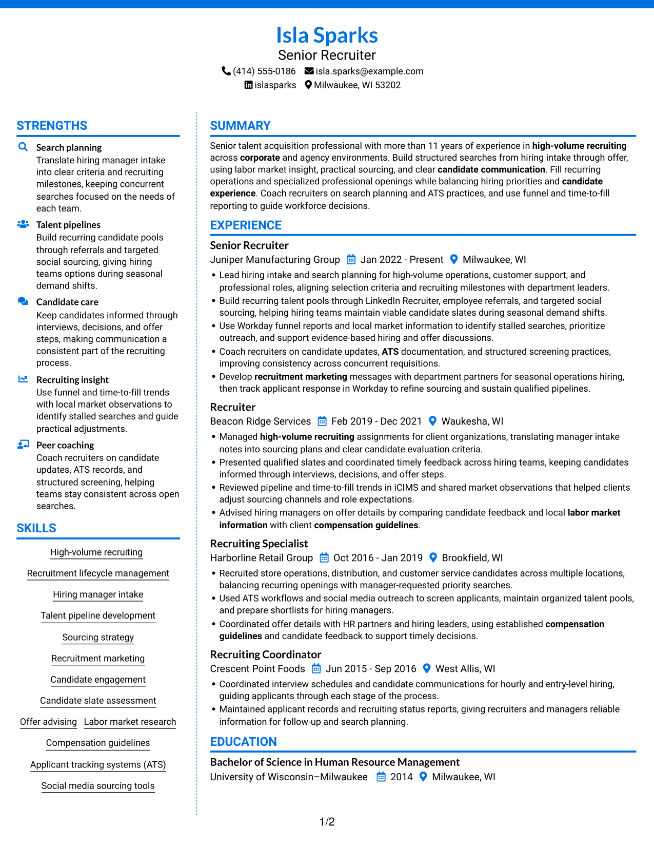 Resume example — page 1