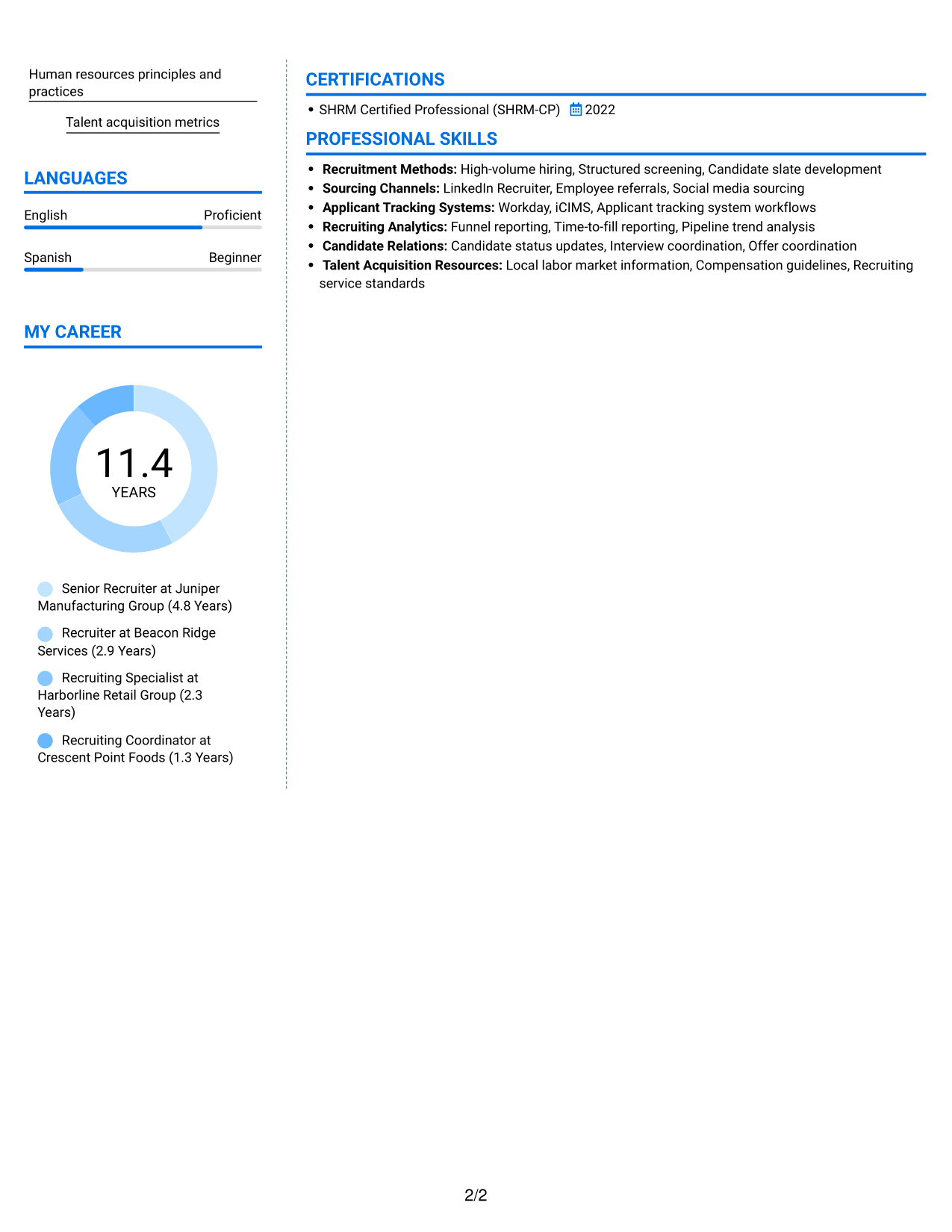 Resume example — page 2