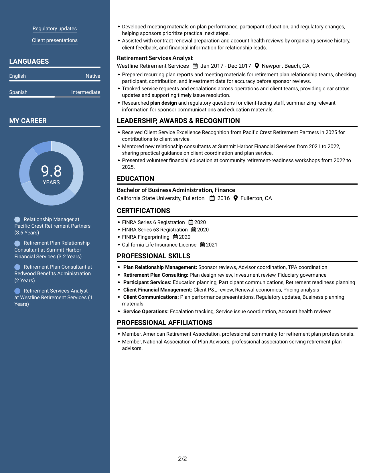 Resume example — page 2