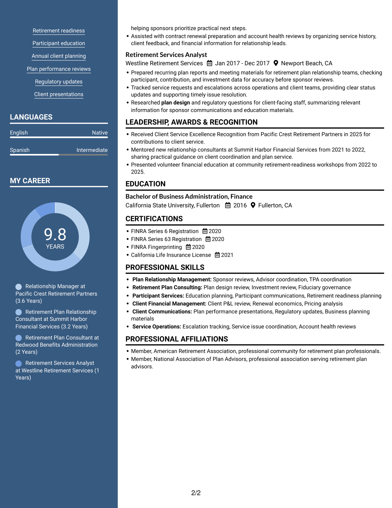 Resume example — page 2