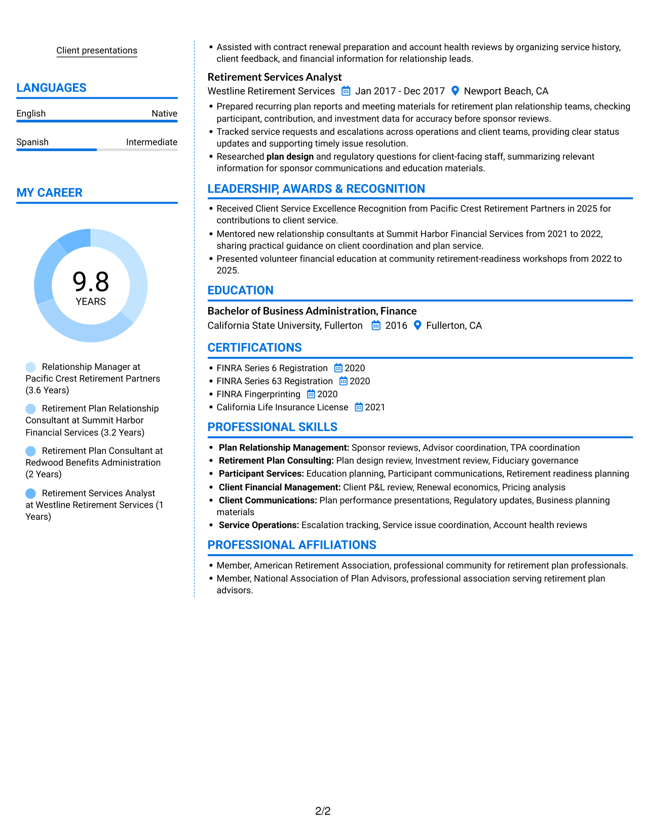 Resume example — page 2