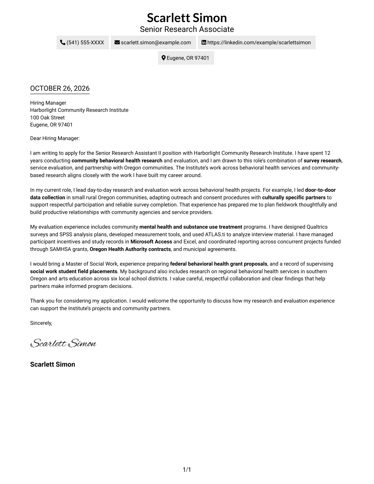 Cover letter example — page 1