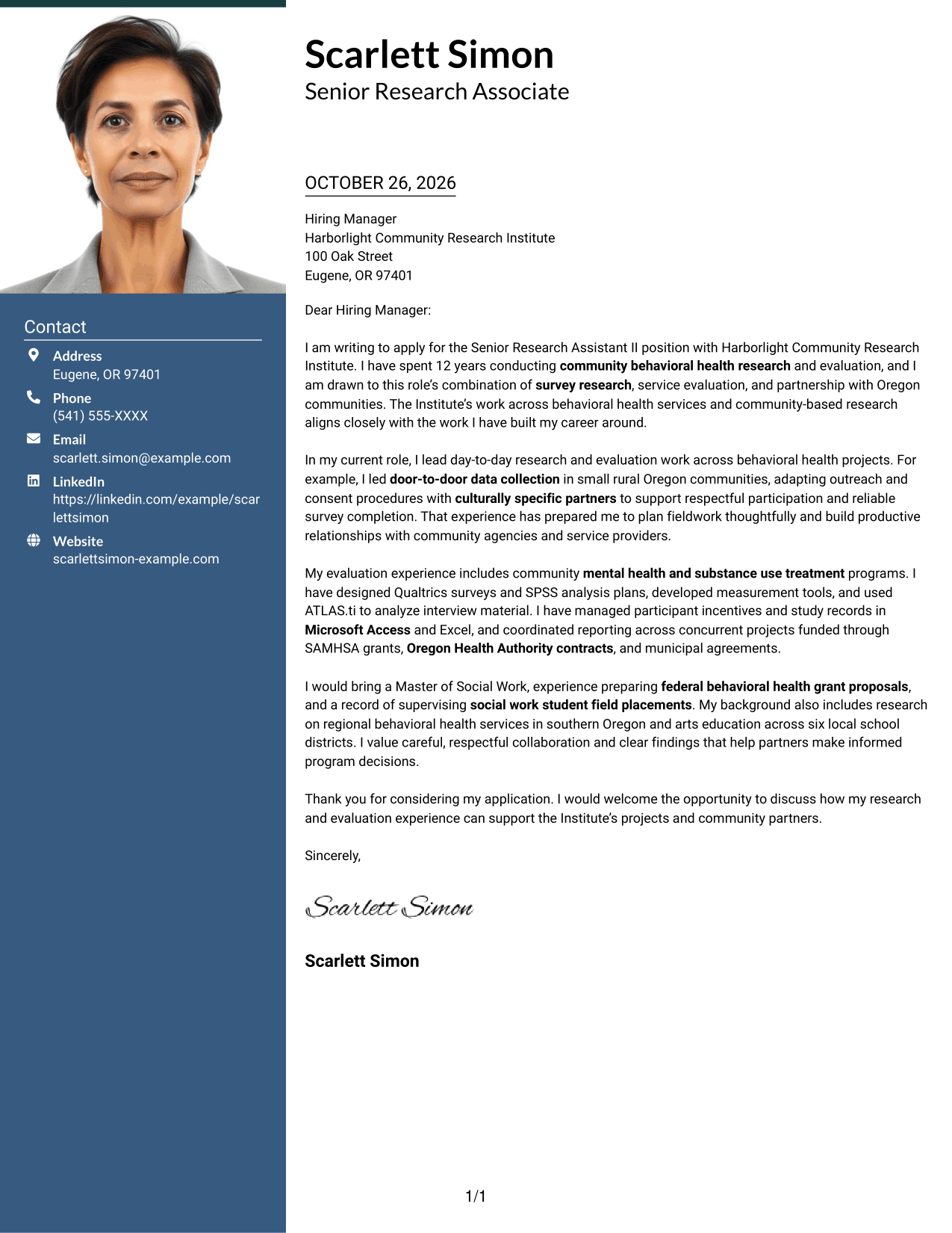 Cover letter example — page 1
