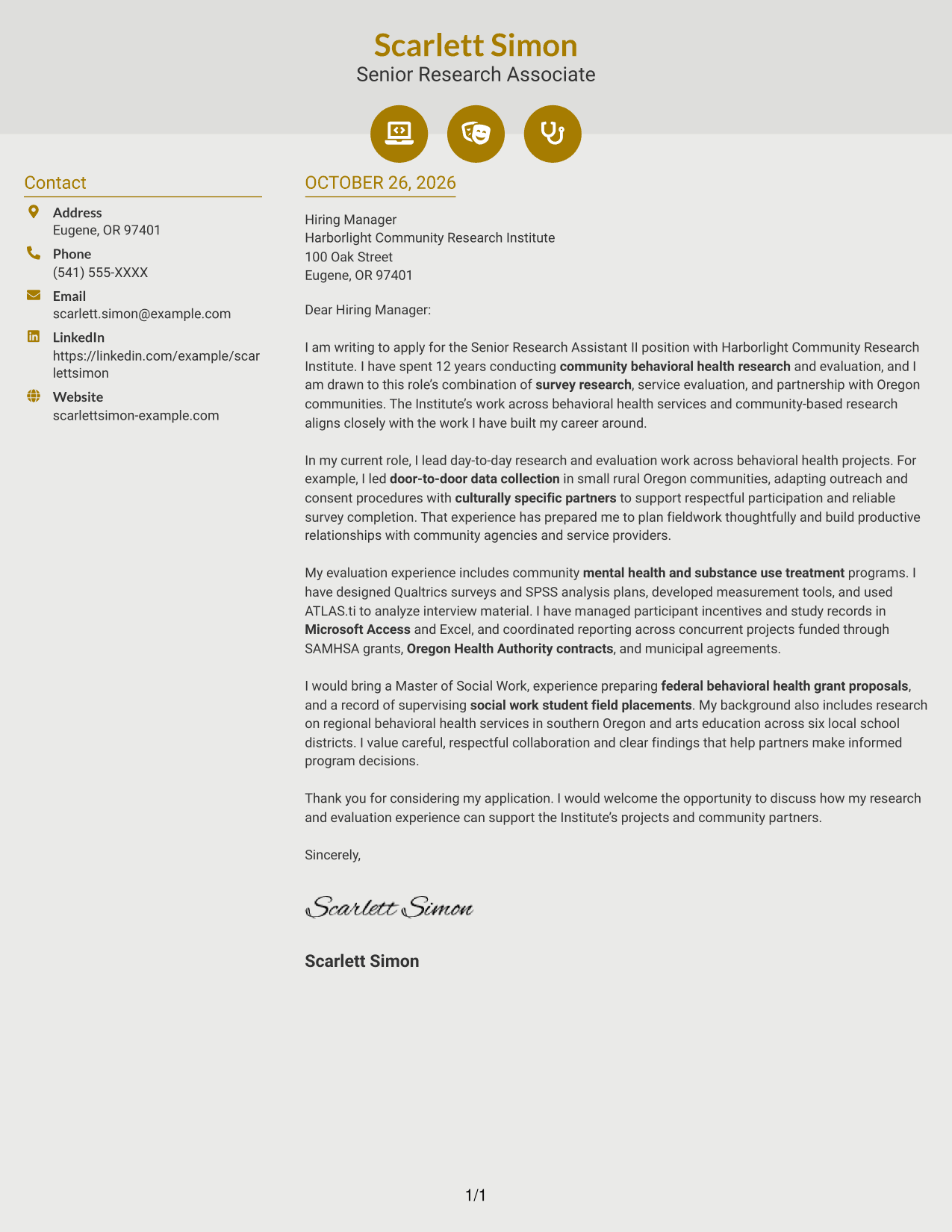 Cover letter example — page 1