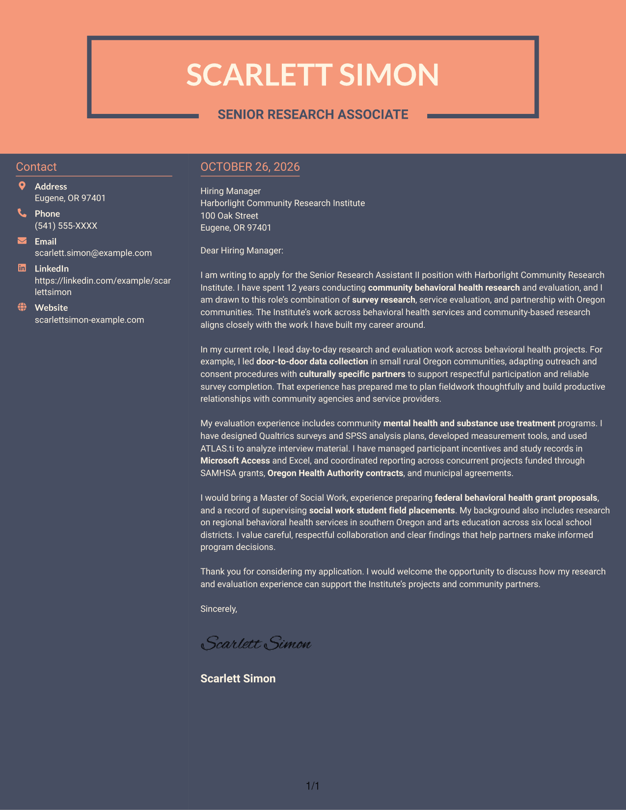 Cover letter example — page 1