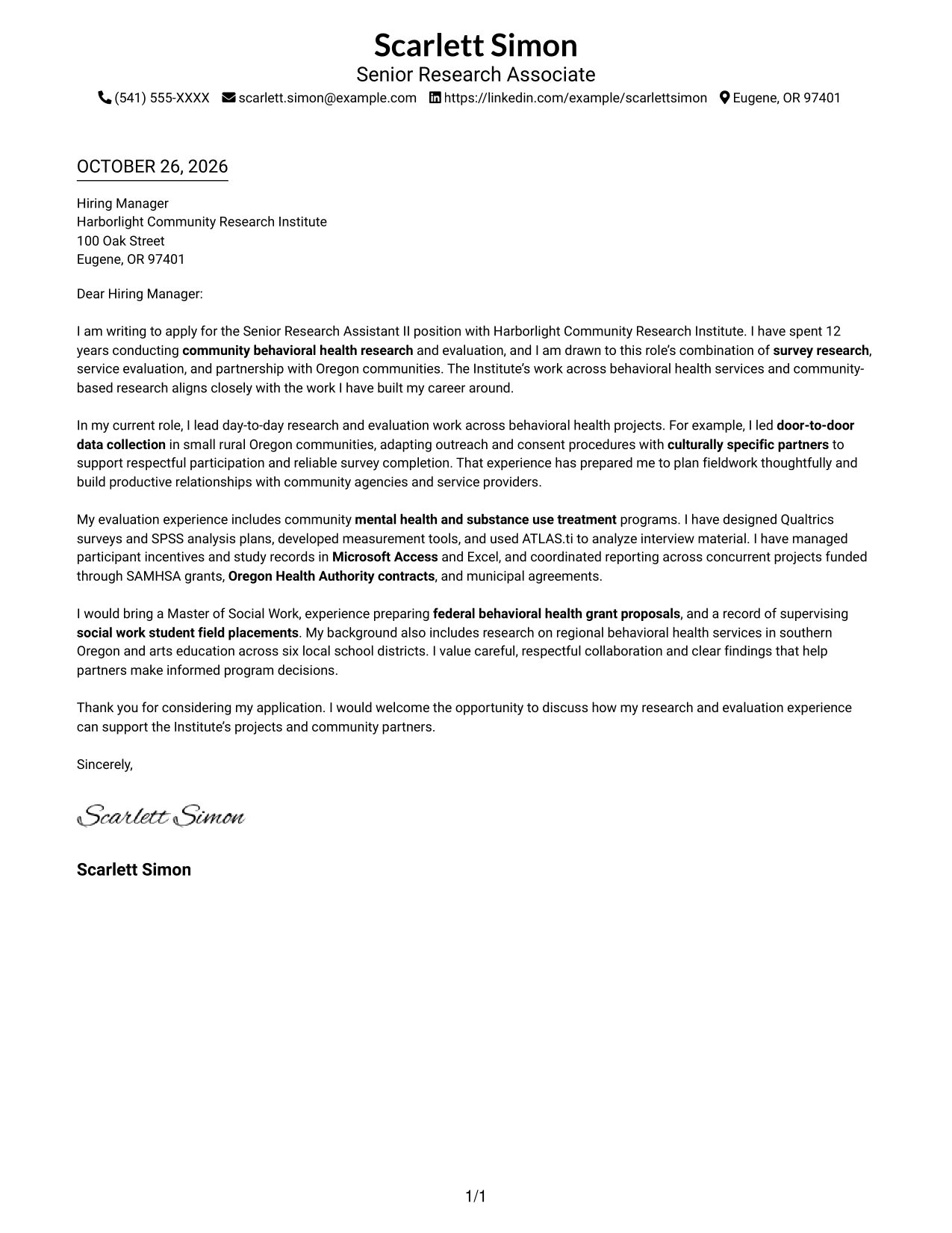 Cover letter example — page 1