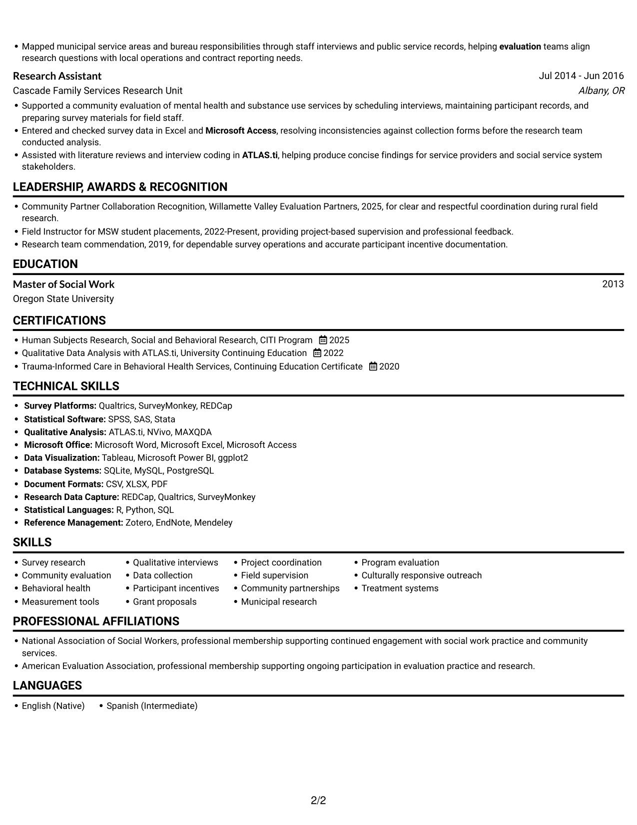 Resume example — page 2