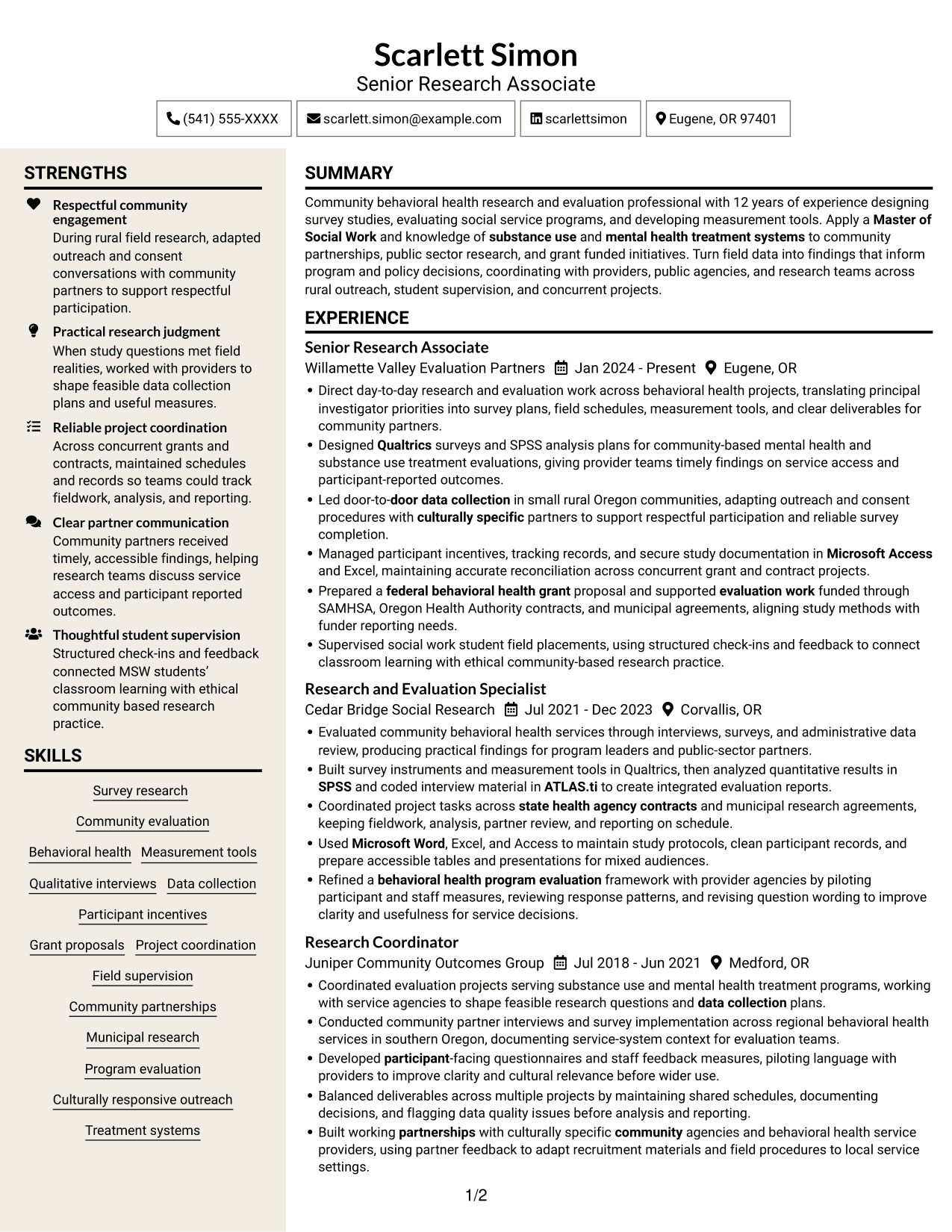 Resume example — page 1