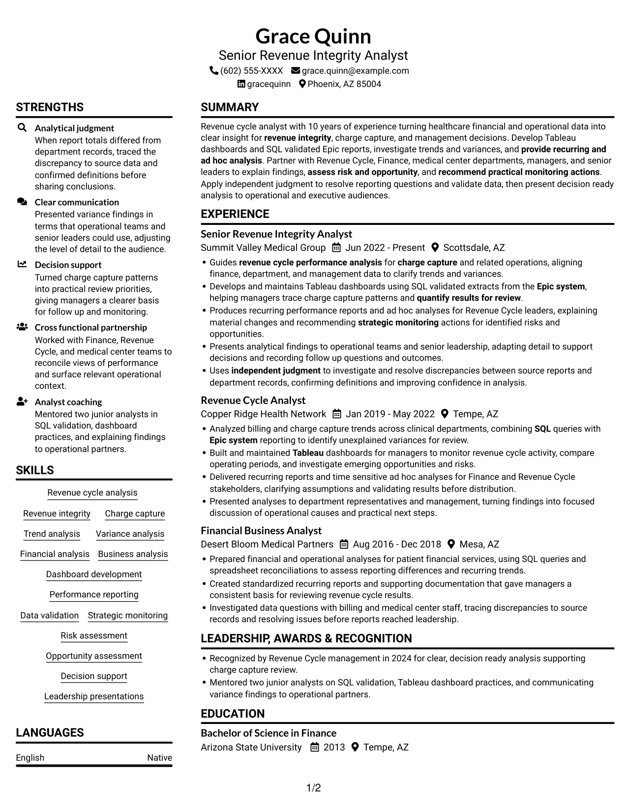 Resume example — page 1