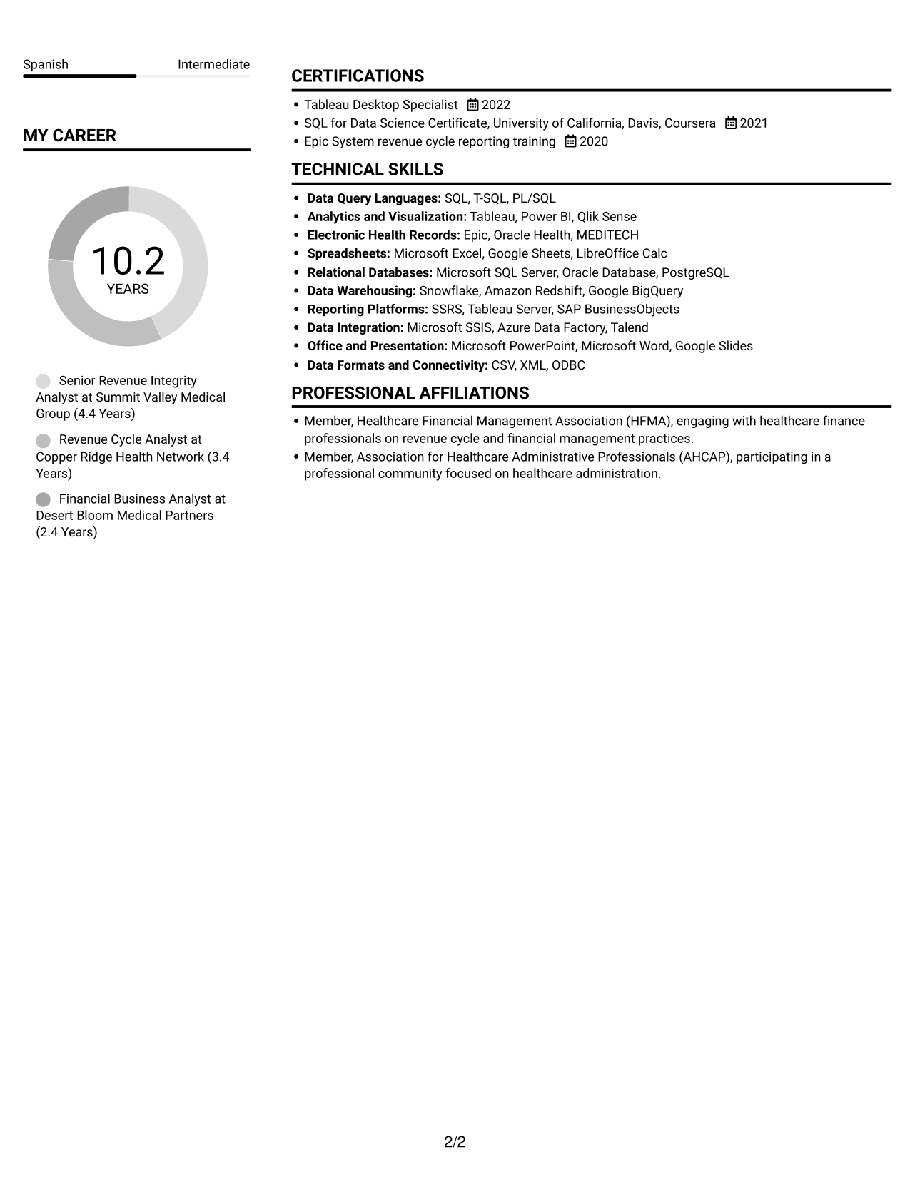 Resume example — page 2
