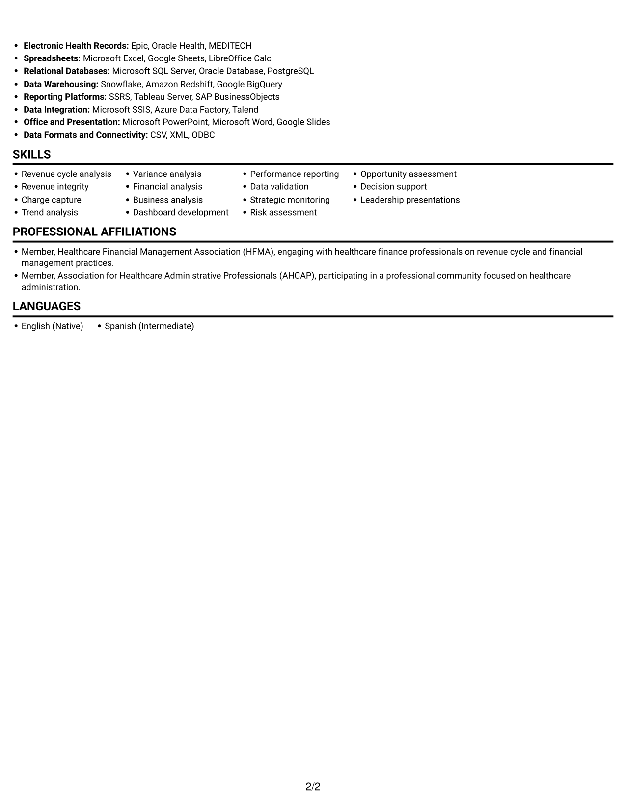 Resume example — page 2