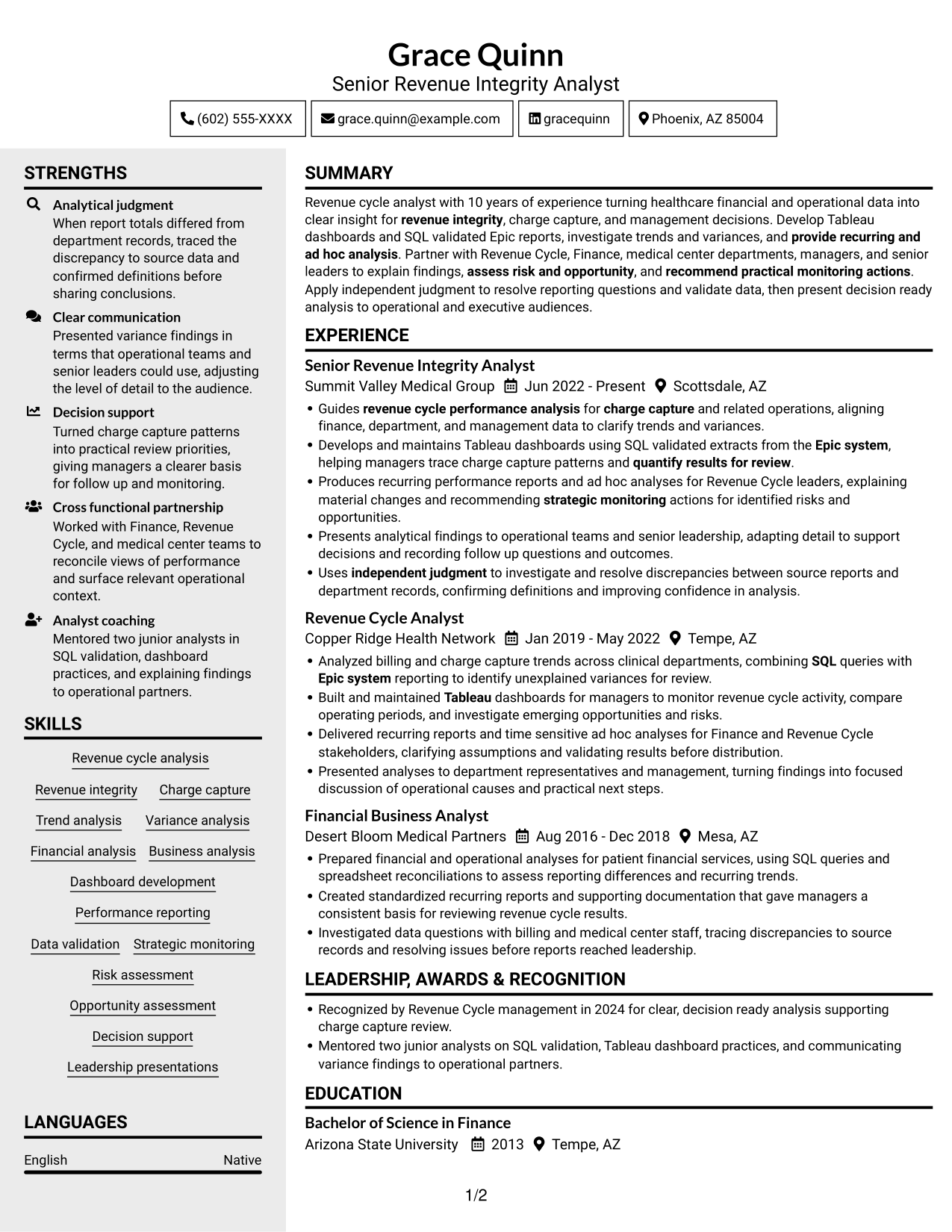 Resume example — page 1