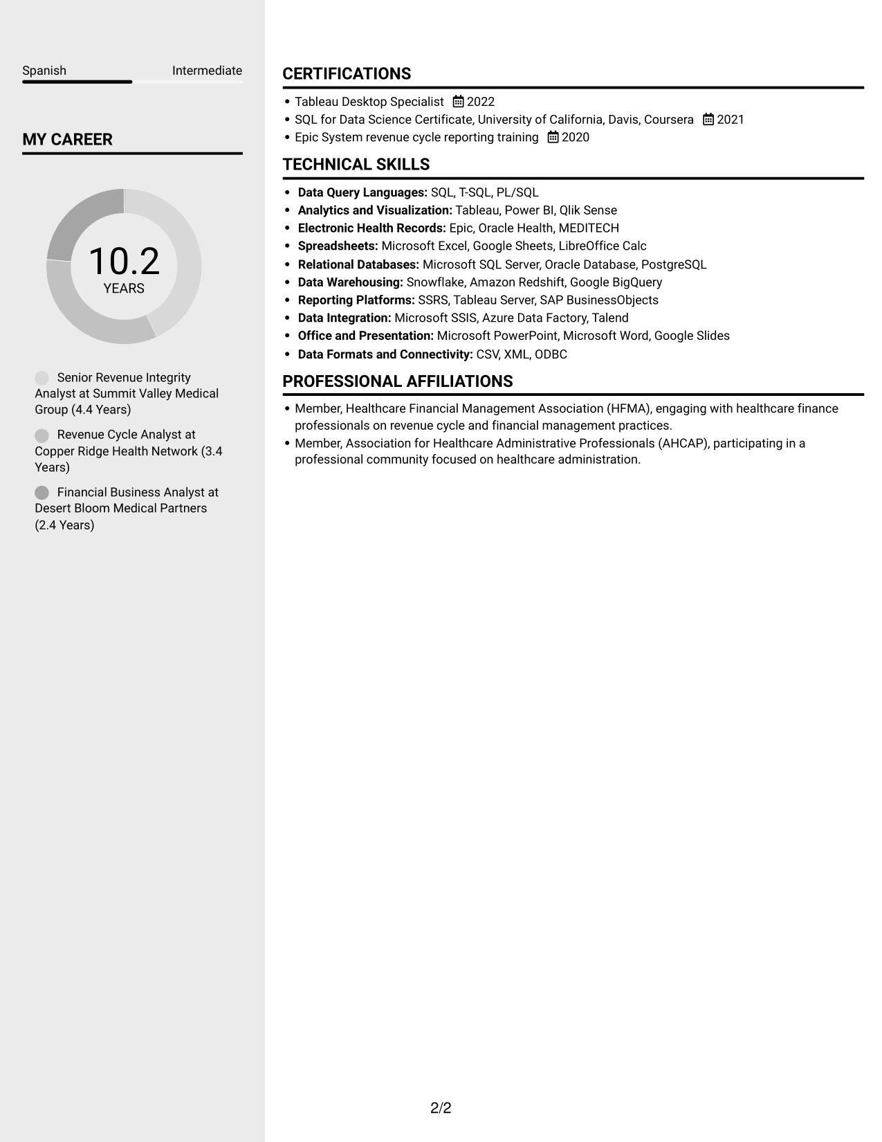 Resume example — page 2