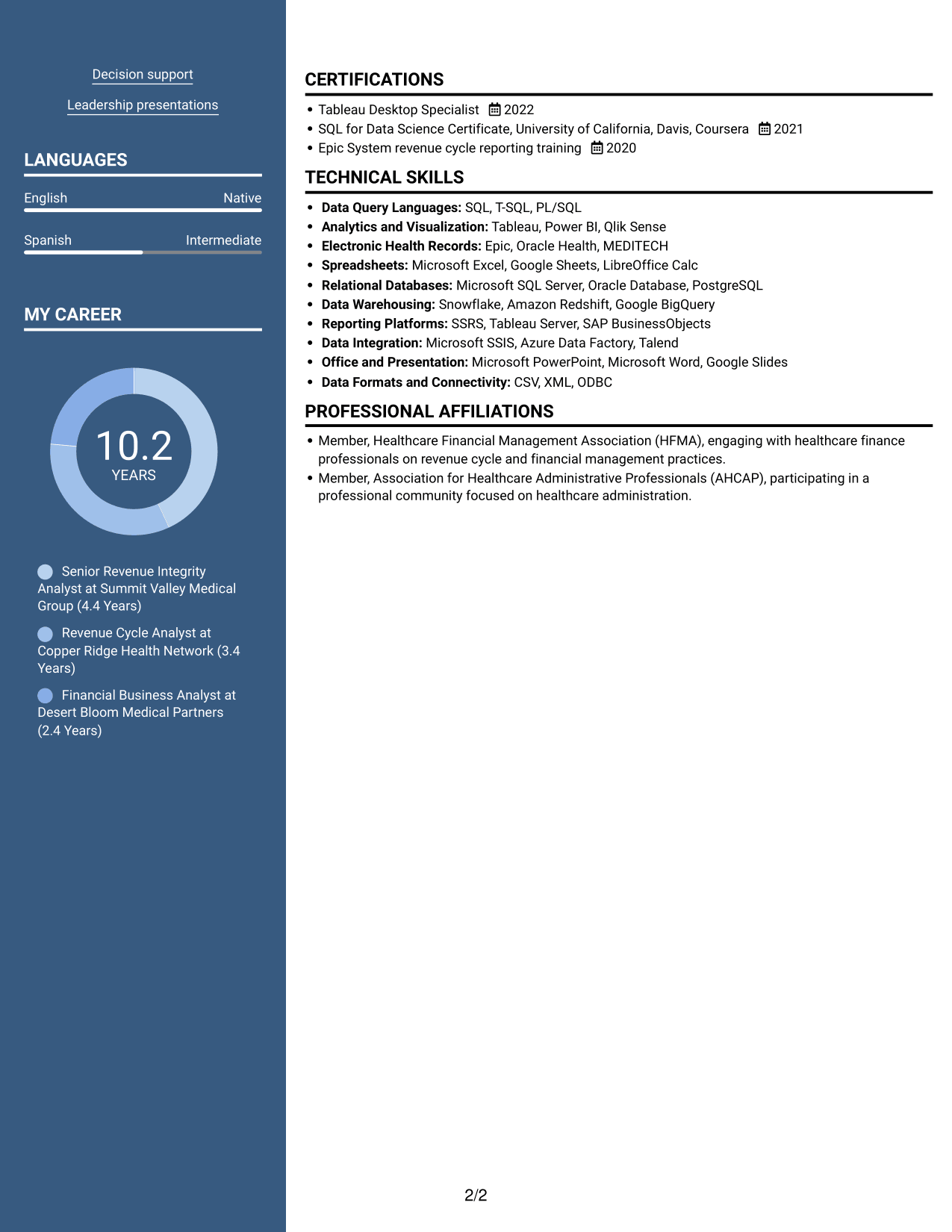 Resume example — page 2