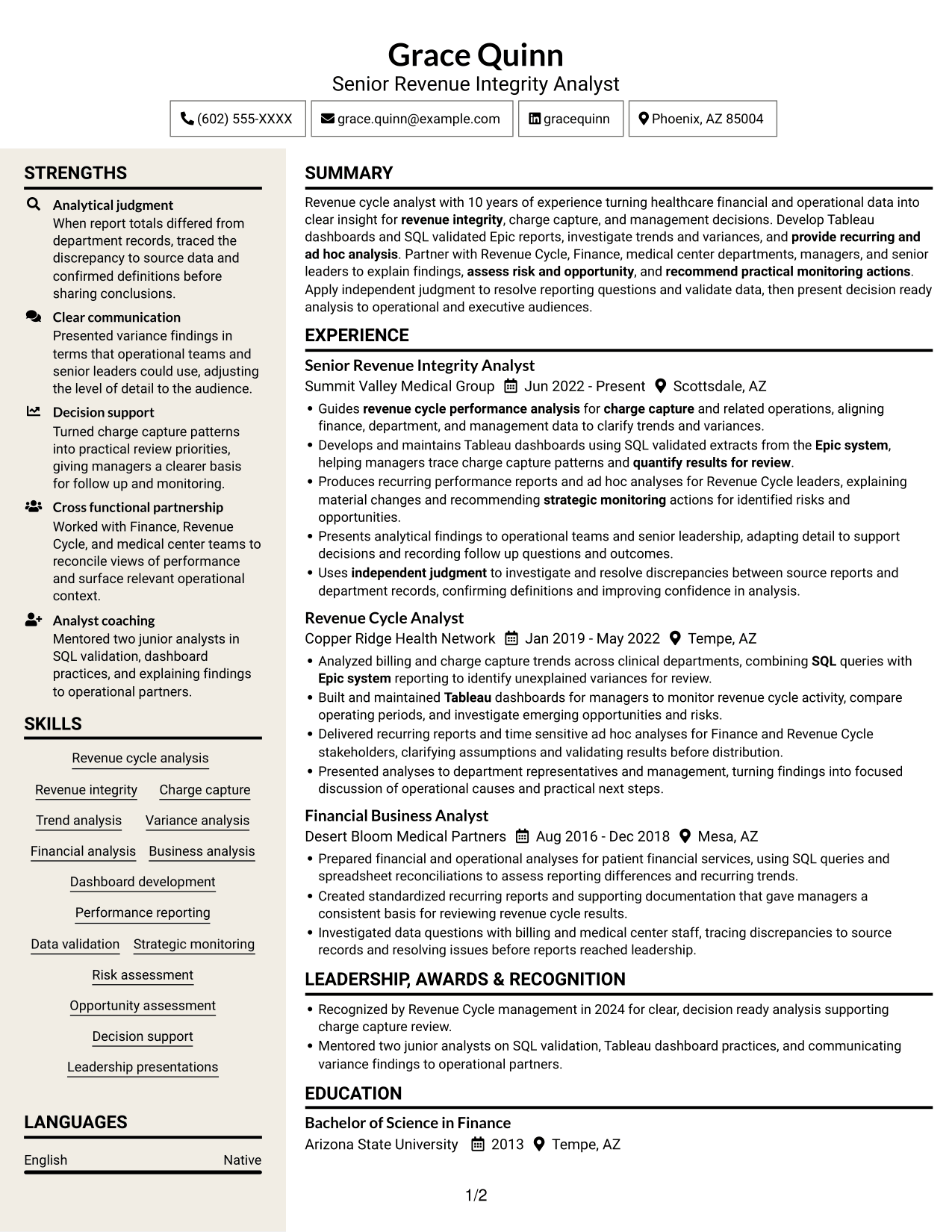 Resume example — page 1