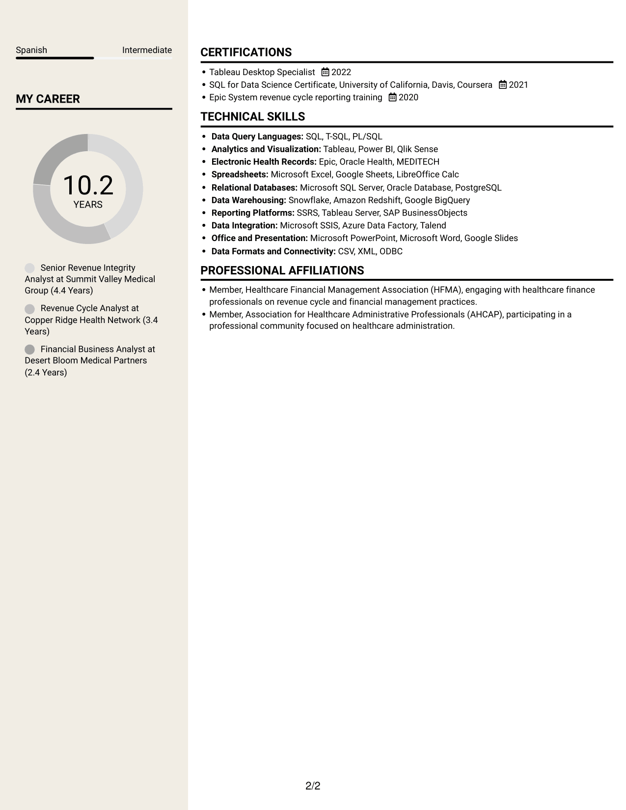 Resume example — page 2