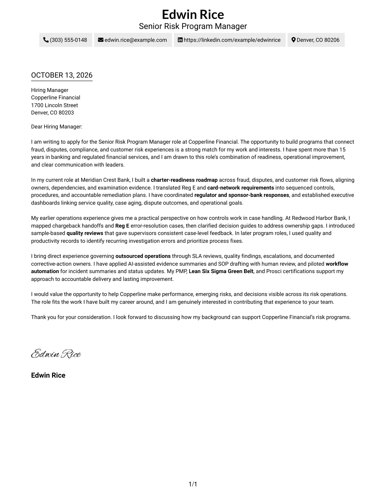 Text/Fang Style Cover Letter Preview