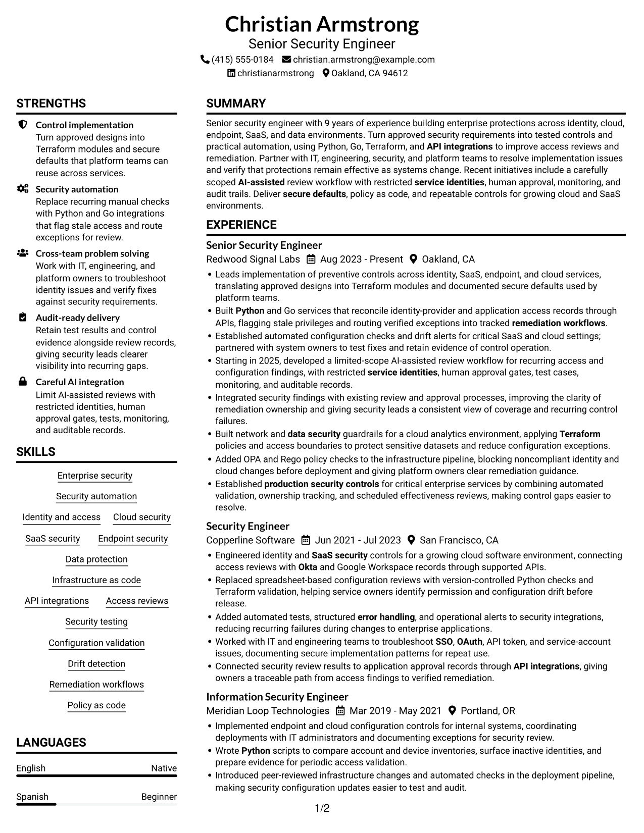 Resume example — page 1