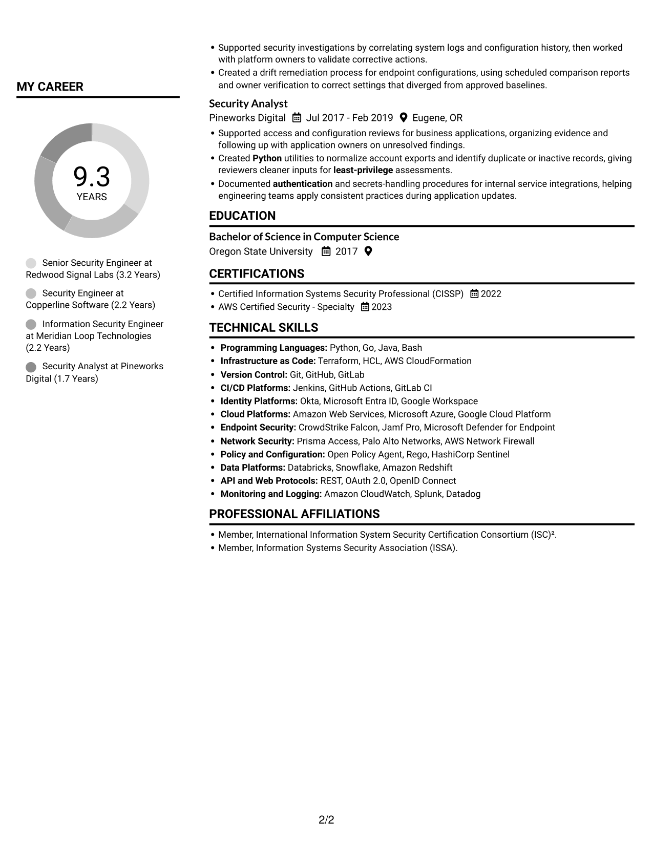 Resume example — page 2