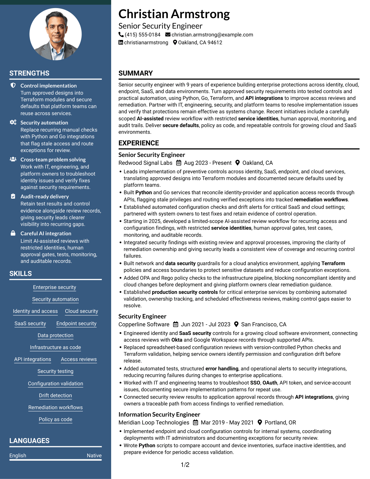 Resume example — page 1