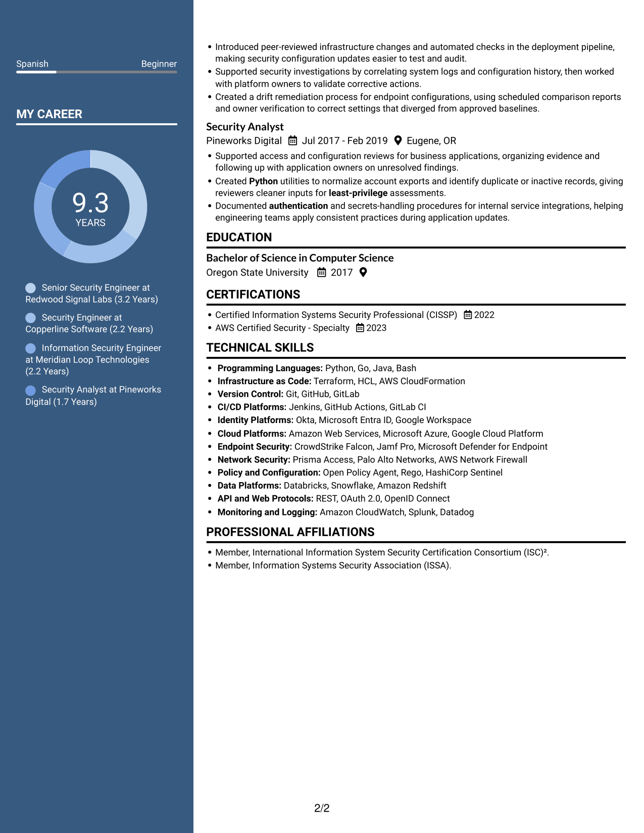 Resume example — page 2