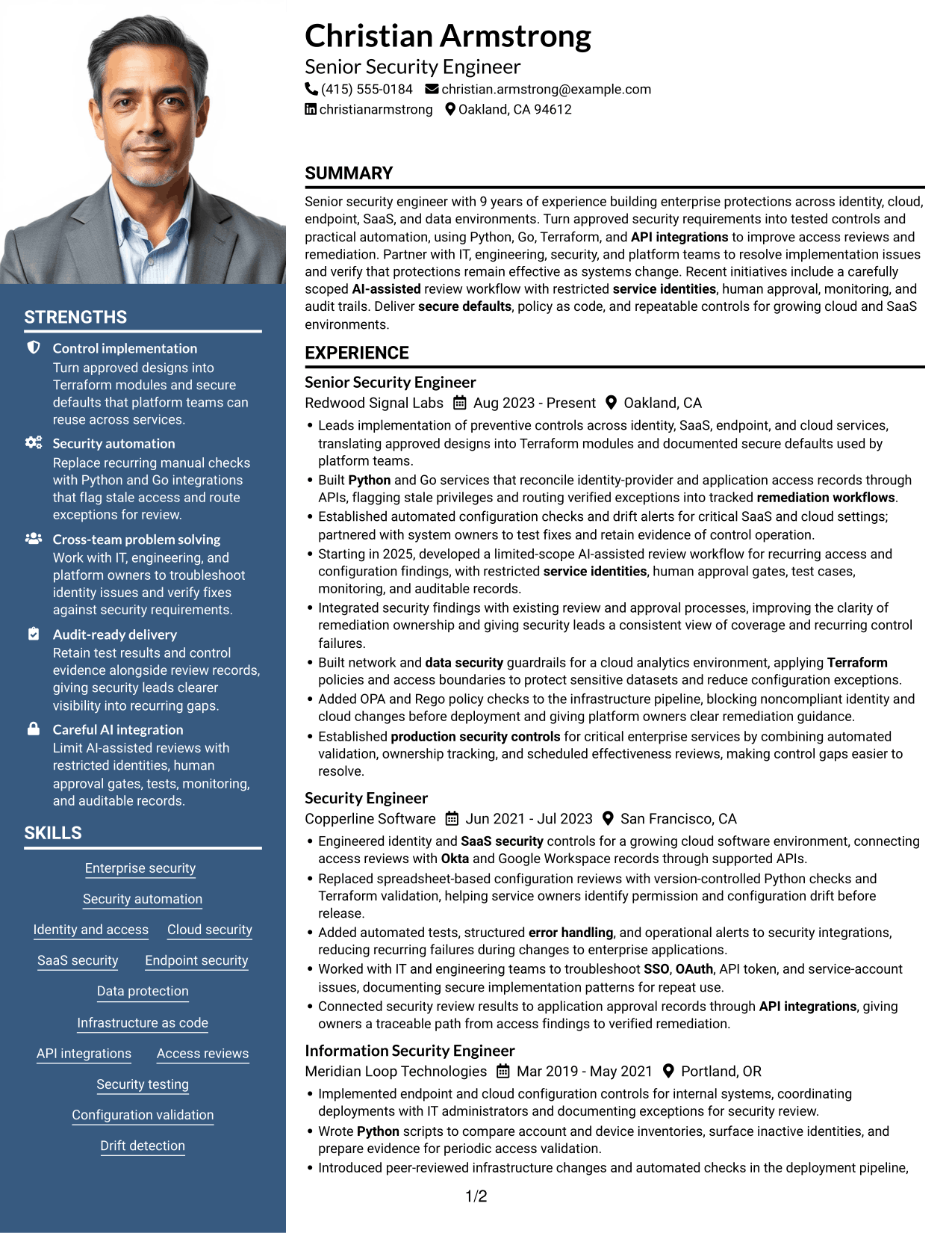 Resume example — page 1