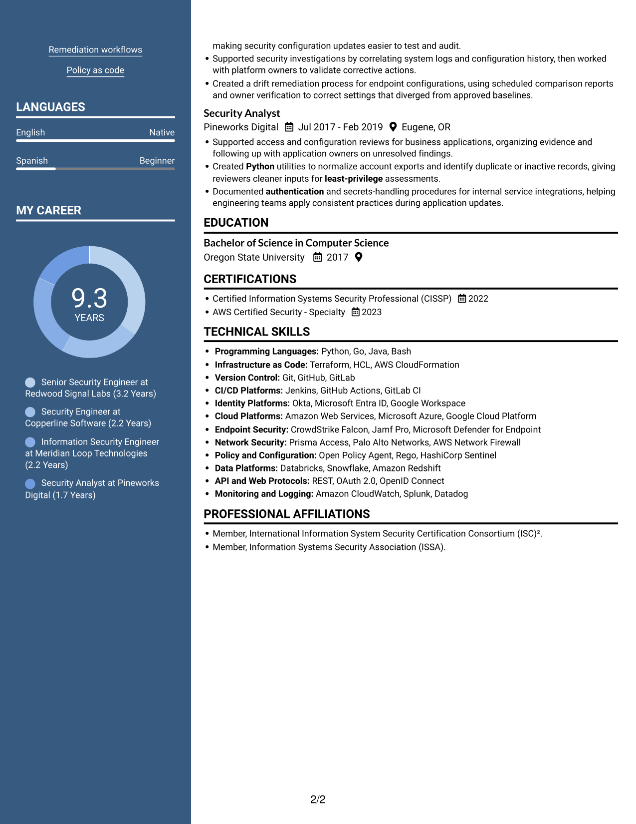 Resume example — page 2