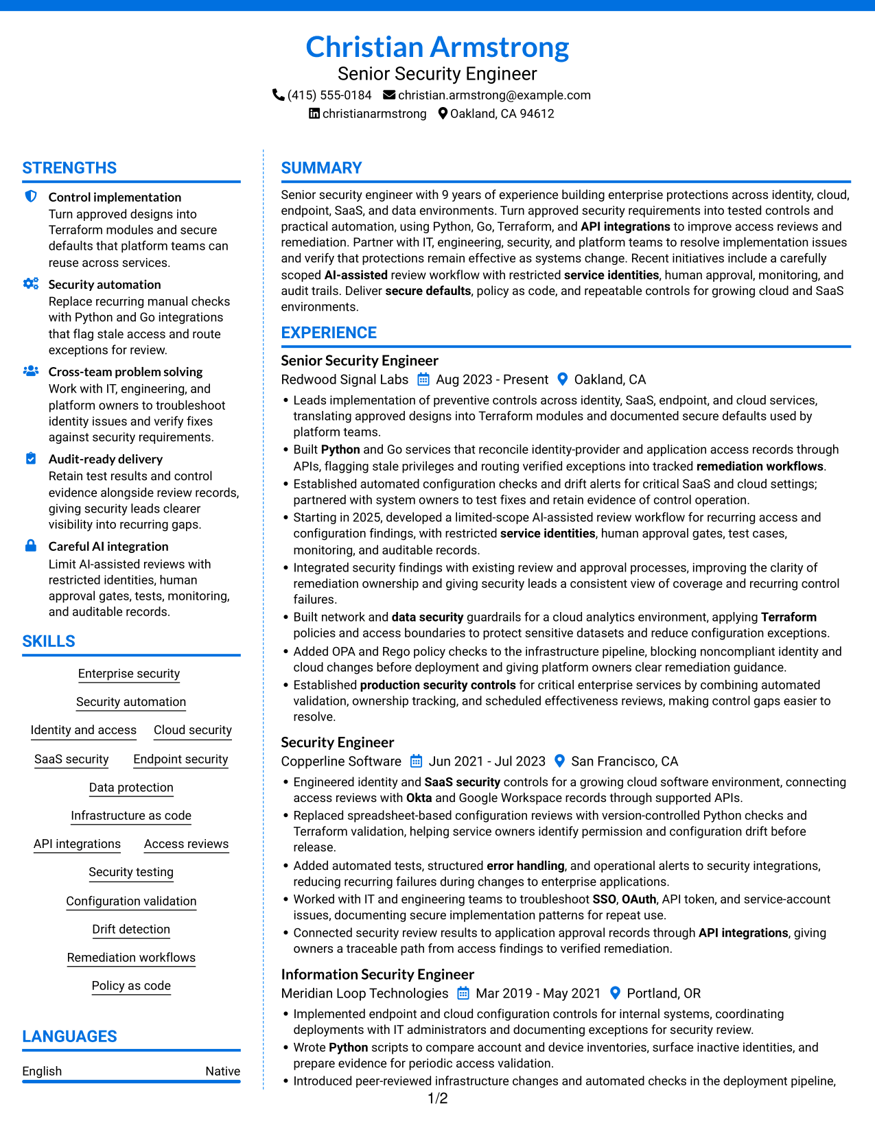 Resume example — page 1