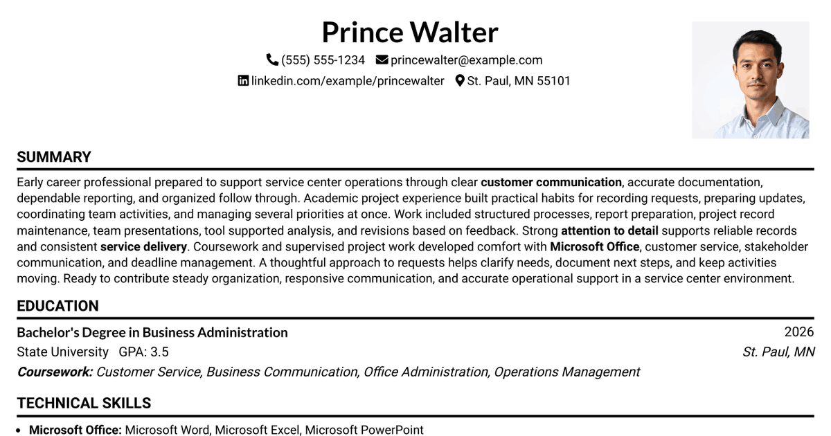 7 Senior Service Center Representative Resume Templates with Example