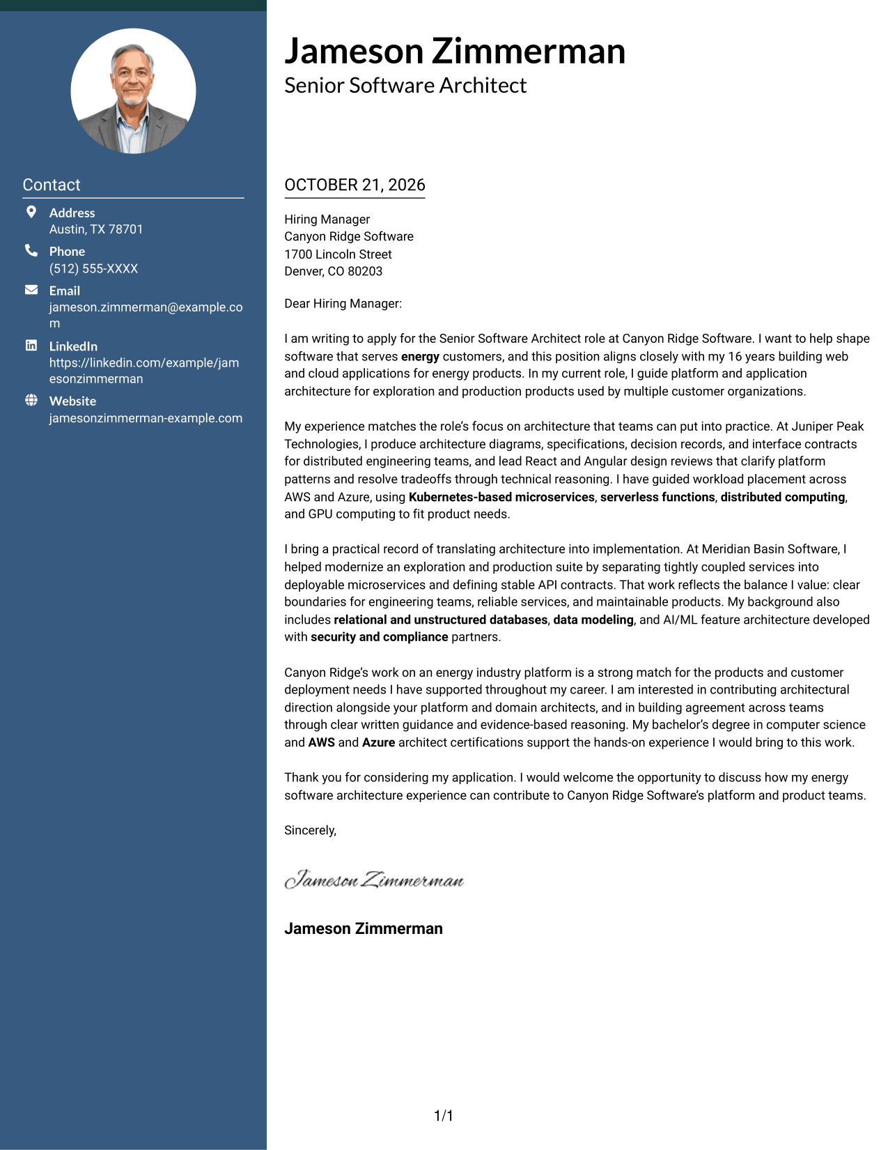 Cover letter example — page 1