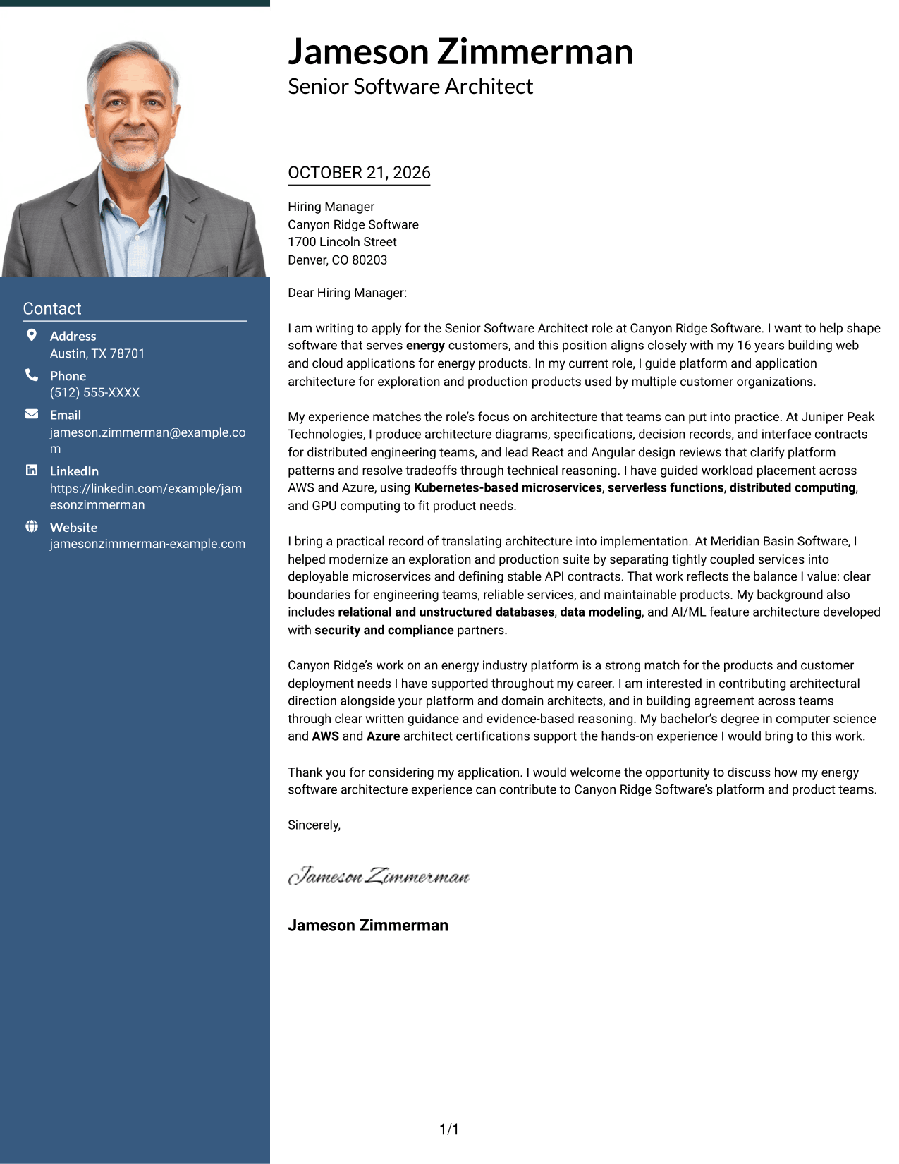 Cover letter example — page 1