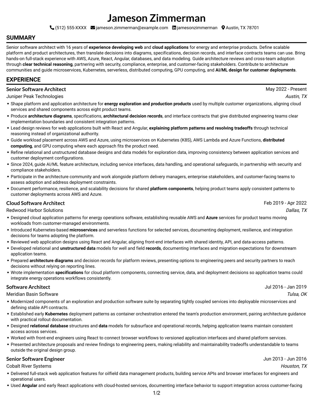 Resume example — page 1