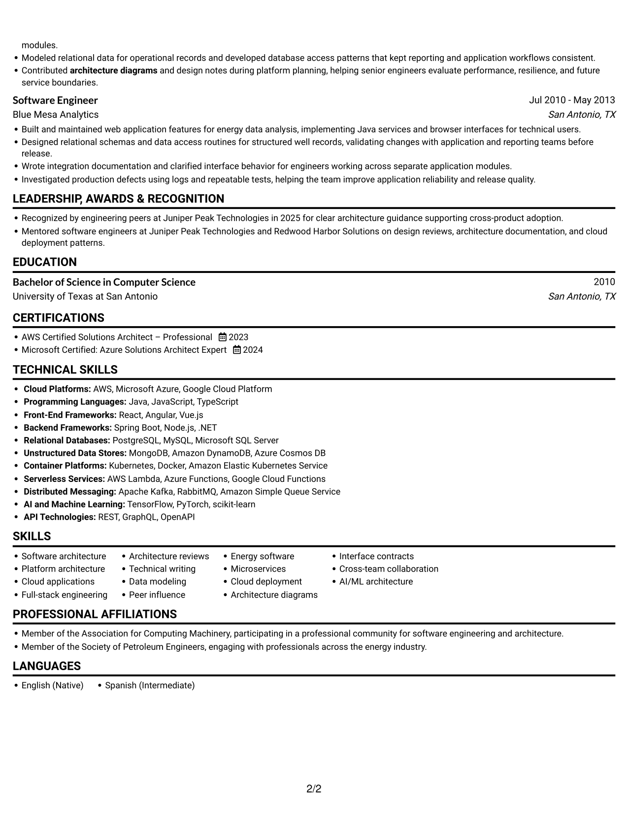 Resume example — page 2