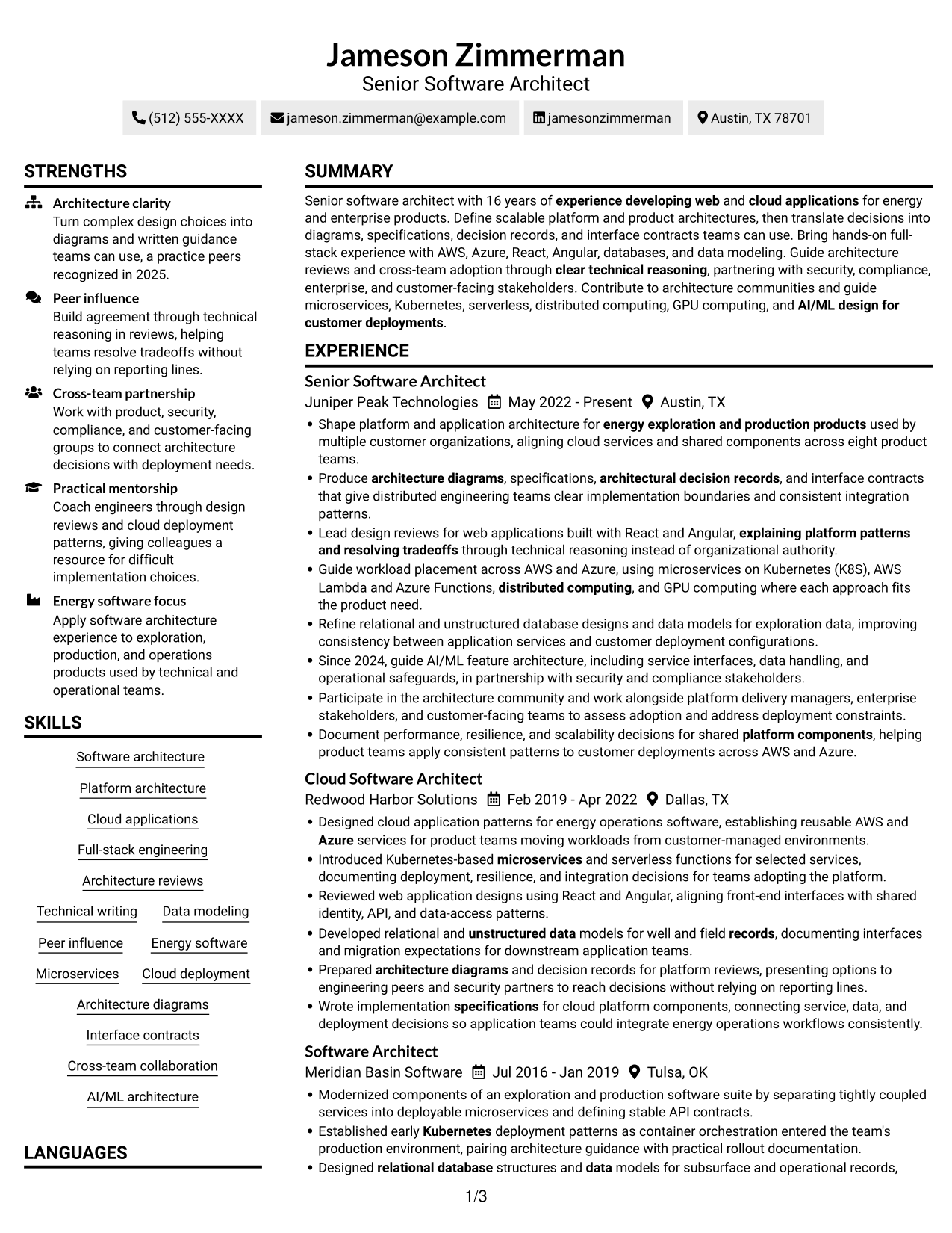 Resume example — page 1