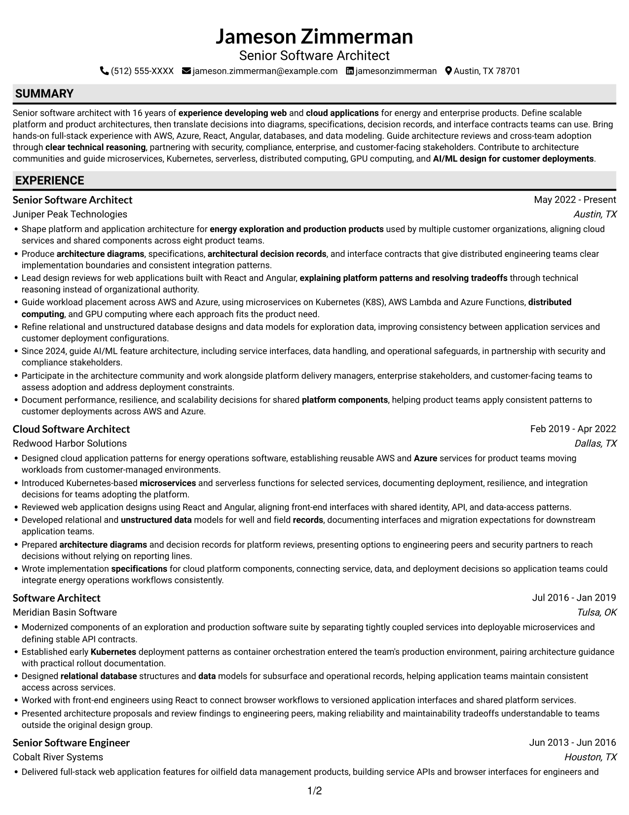 Resume example — page 1