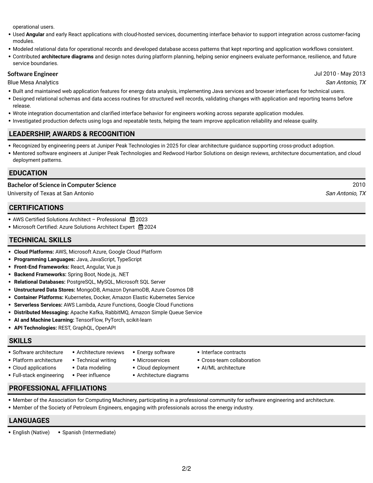 Resume example — page 2