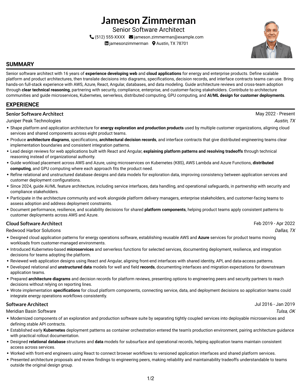 Resume example — page 1