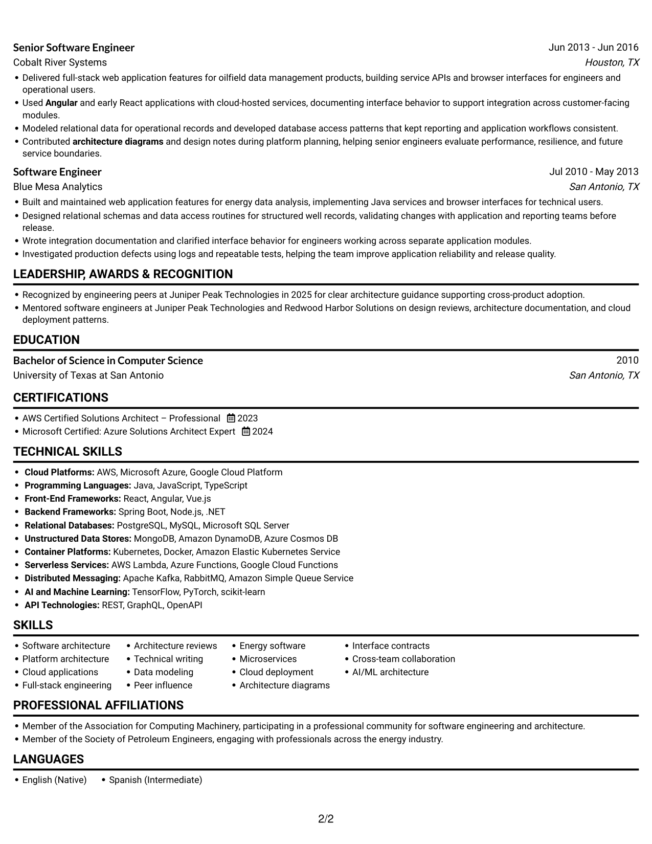 Resume example — page 2