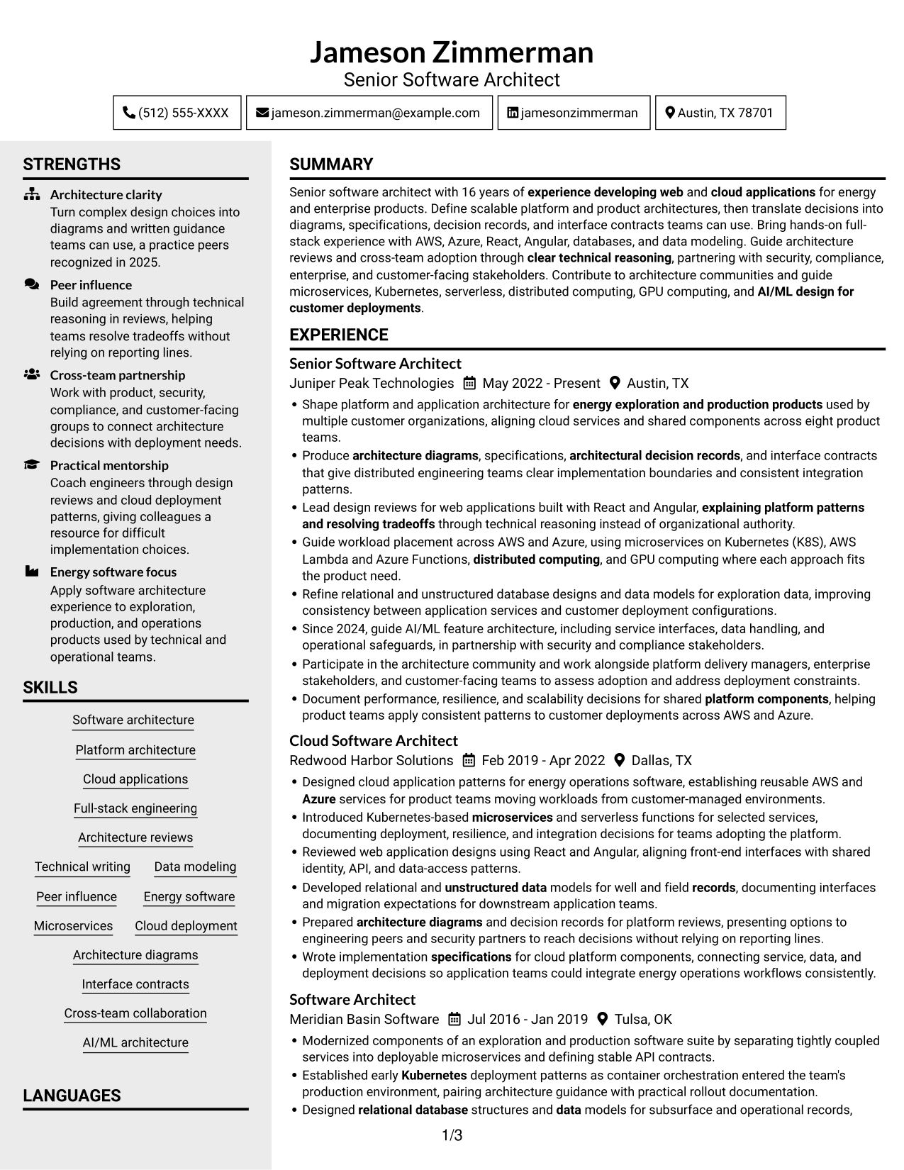 Resume example — page 1