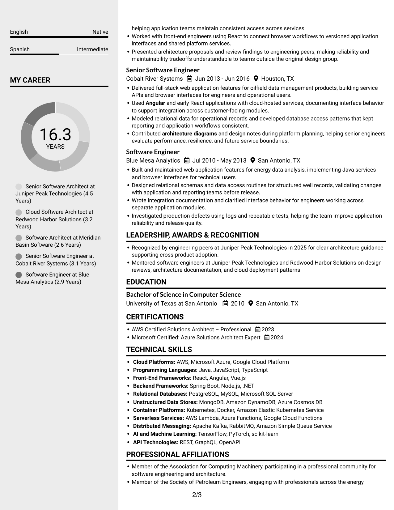 Resume example — page 2