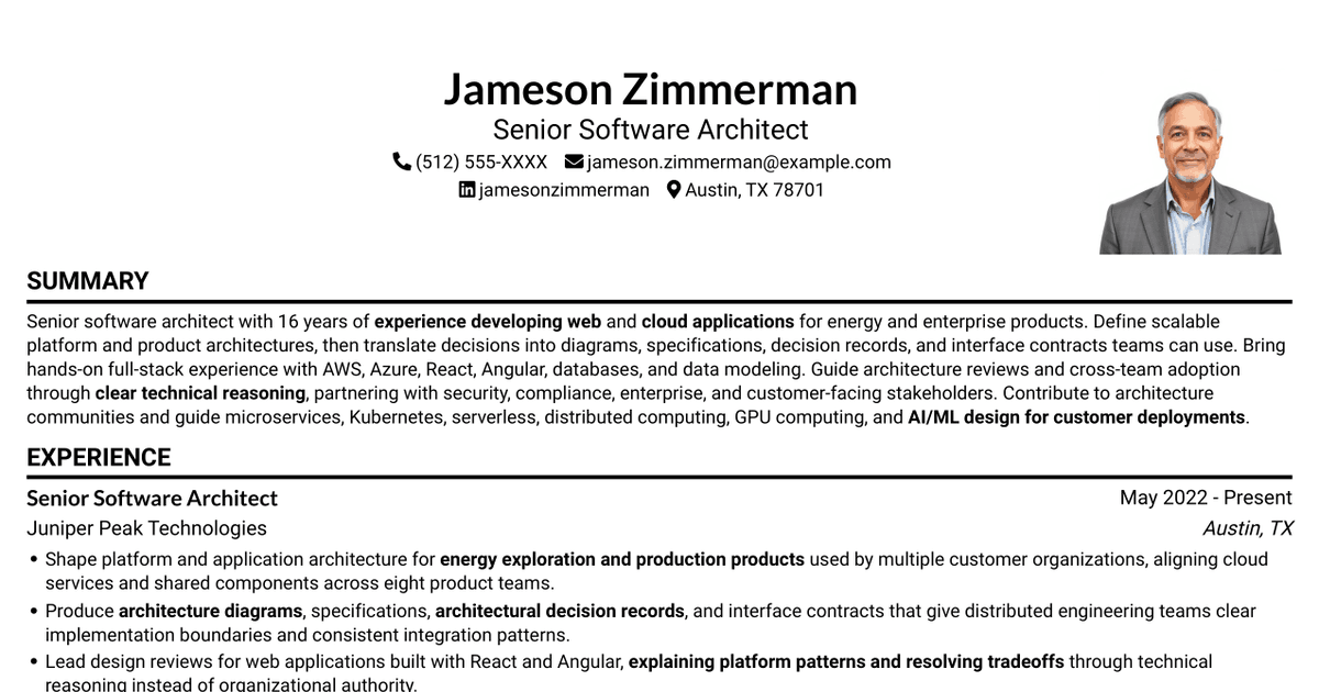 7 Senior Software Architect - Oilfield Software Resume Templates with Example