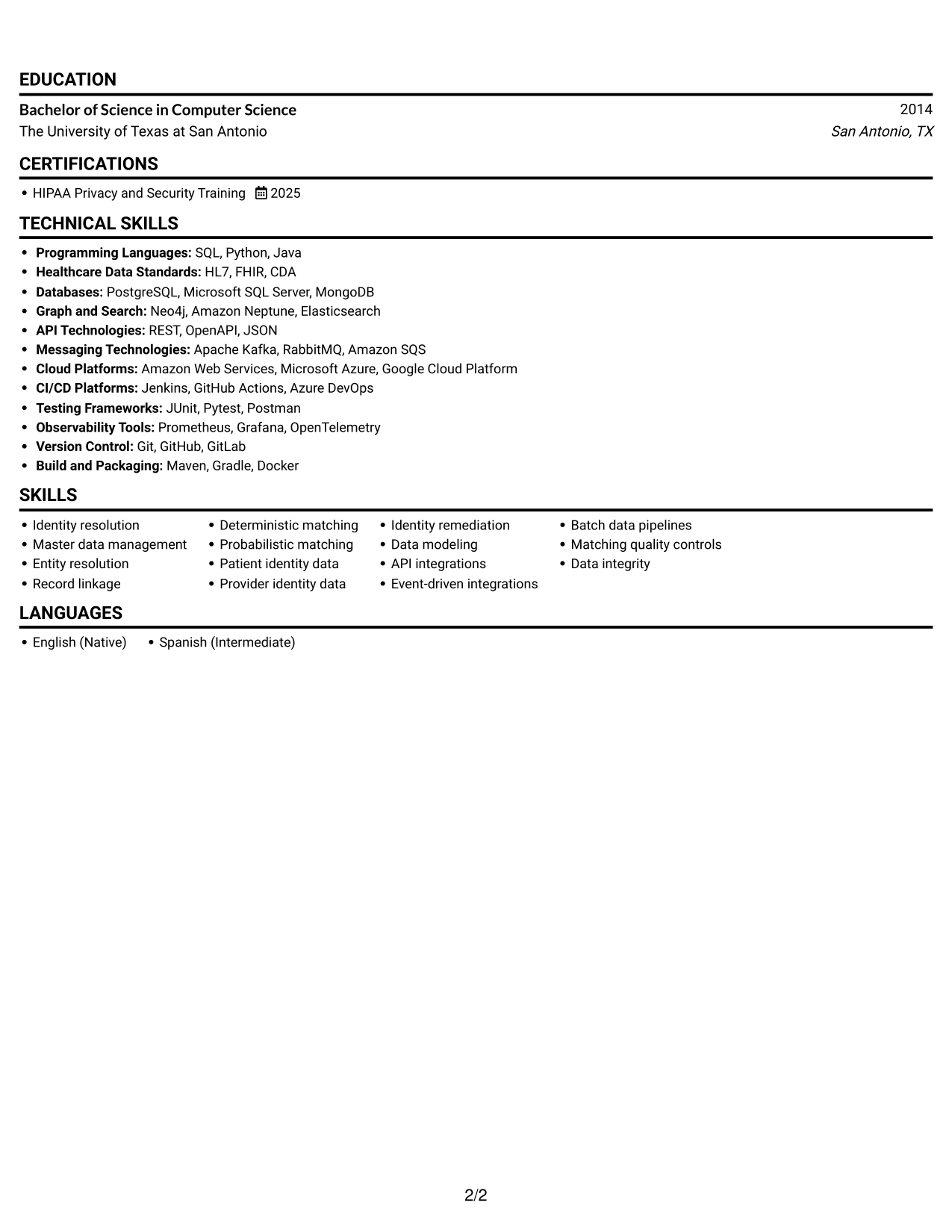 Resume example — page 2