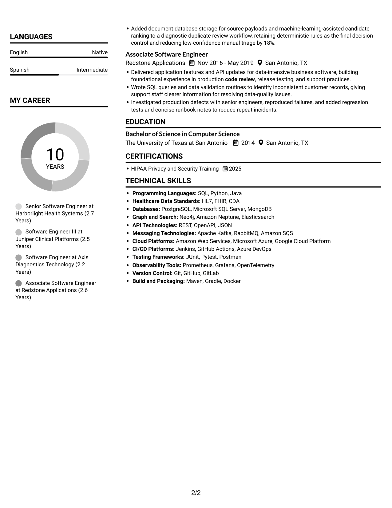 Resume example — page 2