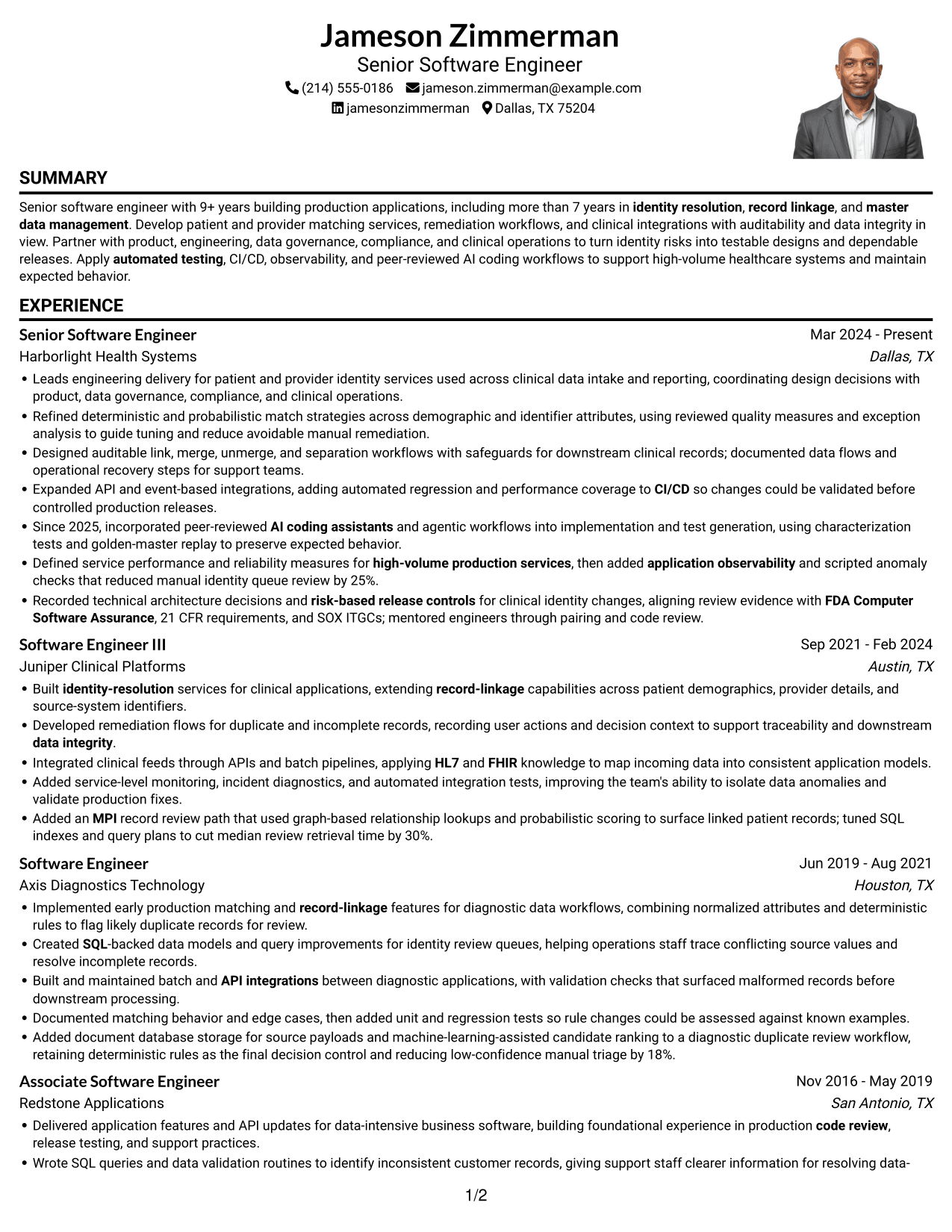Resume example — page 1