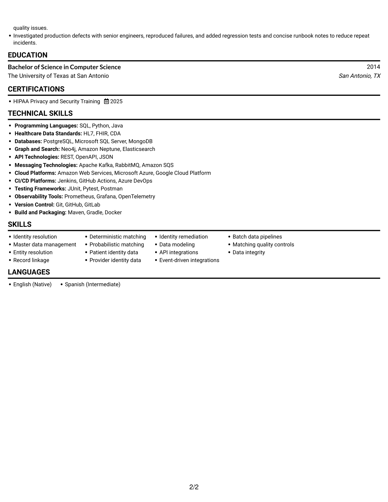 Resume example — page 2