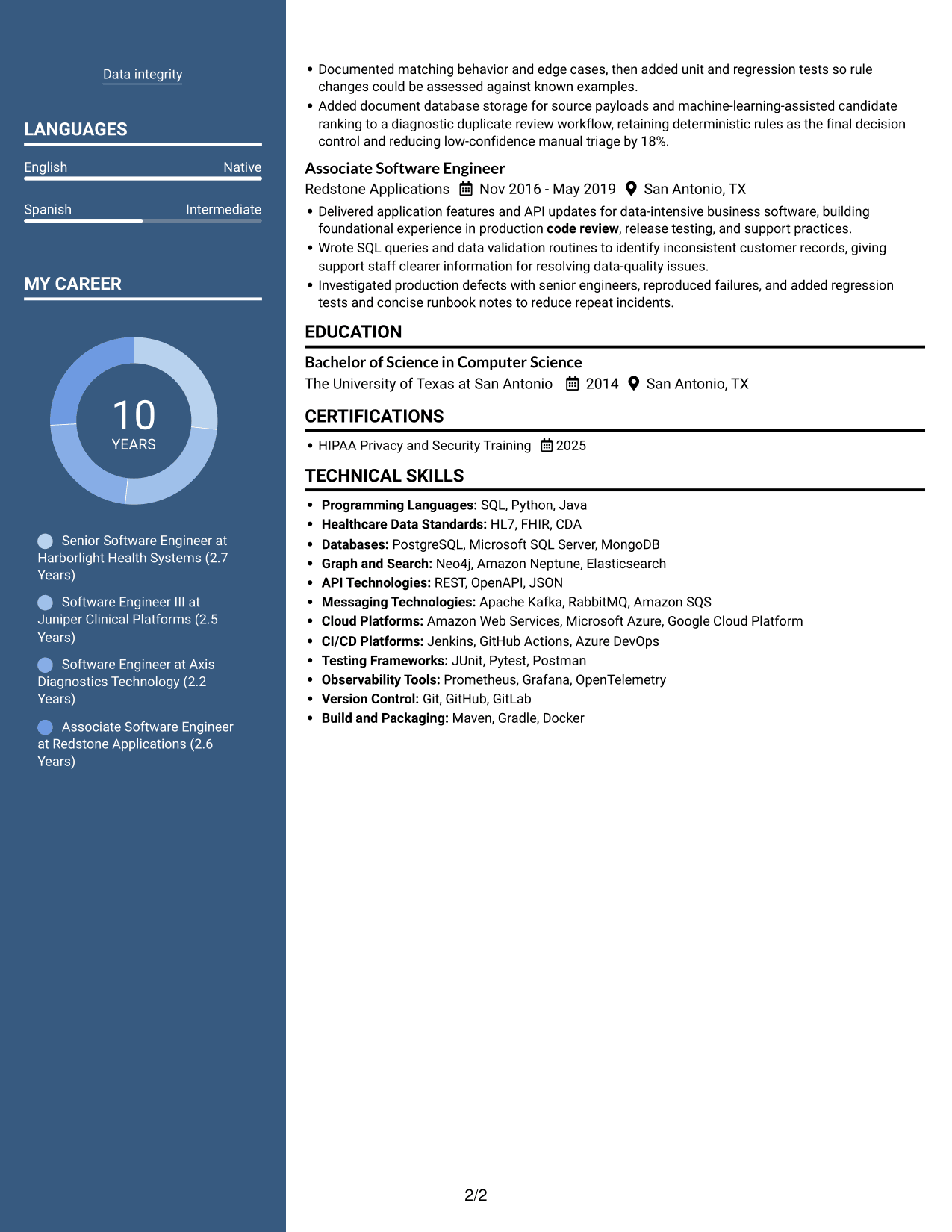 Resume example — page 2