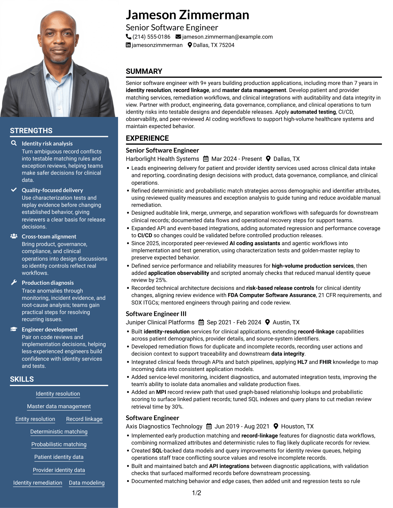 Resume example — page 1