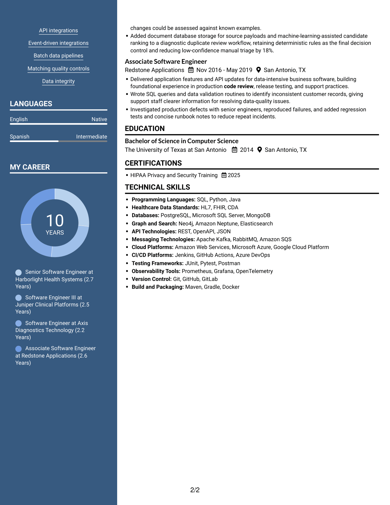 Resume example — page 2