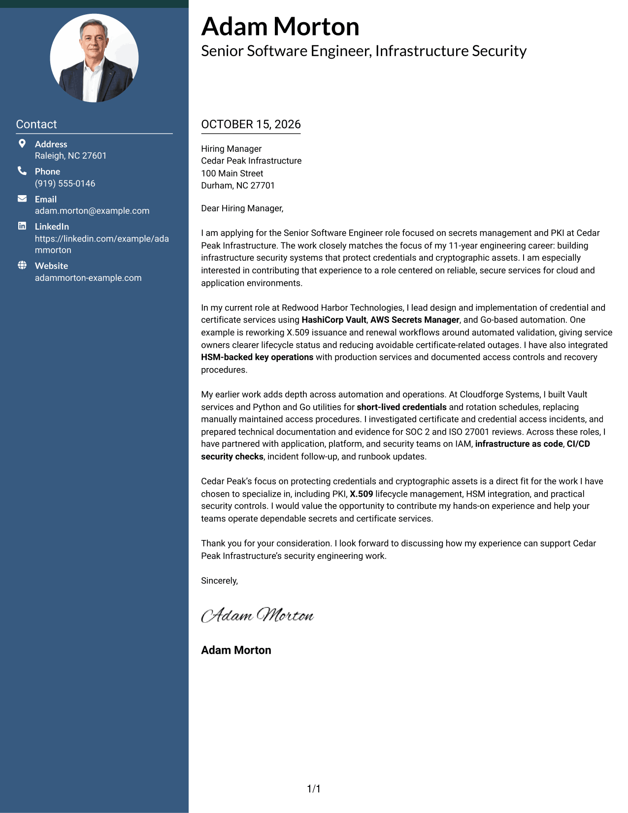 Cover letter example — page 1